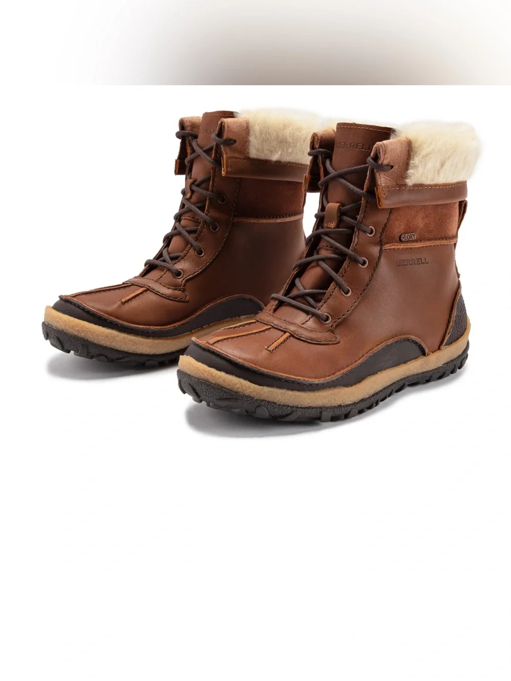 Merrell Tremblant Waterproof Leather Faux Fur Winter Boots Brown Women’s 7.5
